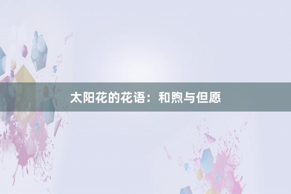 太阳花的花语：和煦与但愿